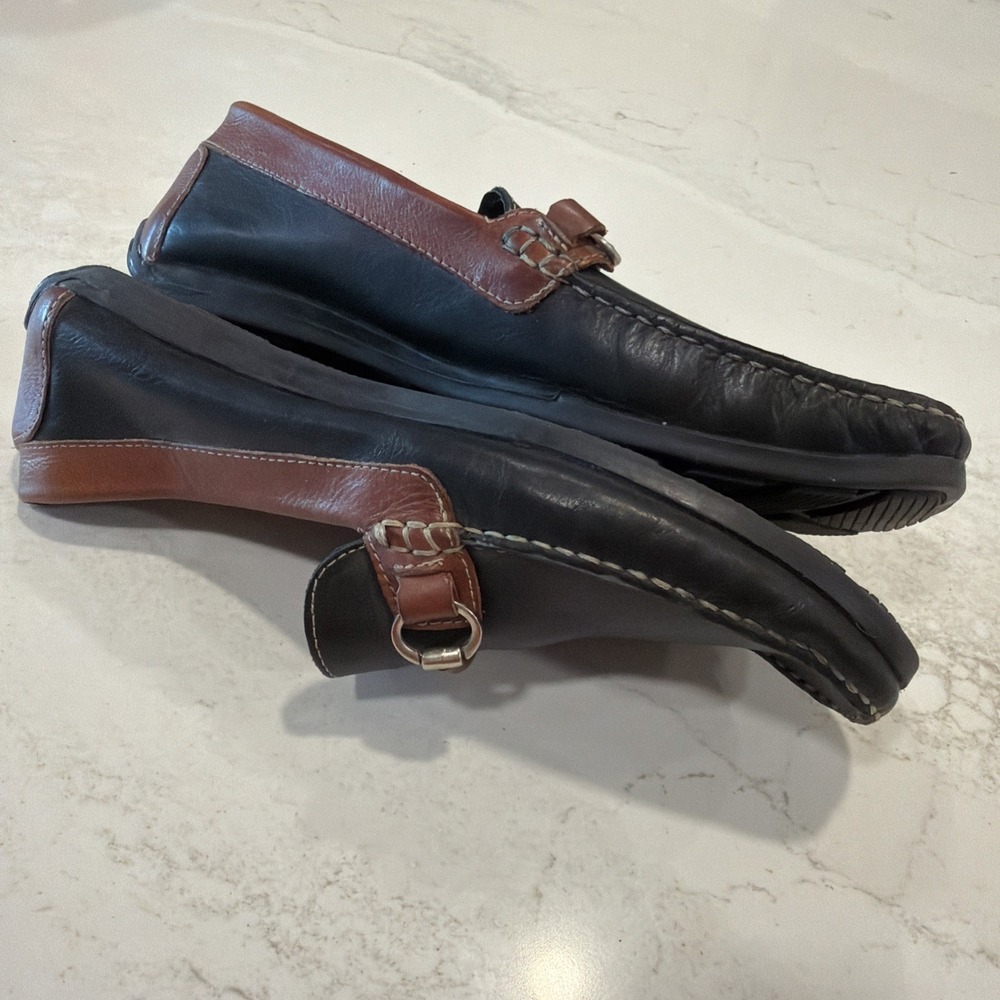 Giorgio Brutini Le Glove Men Horse Bit Two Tone Black Brown Leather Loafers 10.5 - Picture 9 of 14